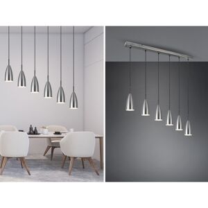 MEINEWUNSCHLEUCHTE Led Pendelleuchte Silber 6 flammig Metall Lampenschirme Ø8cm, Breite 90cm MEINEWUNSCHLEUCHTE Led Pendelleuchte Silber 6 flammig Metall Lampenschirme Ø8cm, Breite 90cm