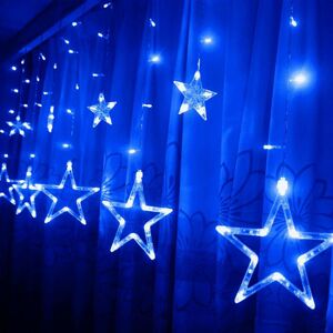 TRADE-SHOP Led Vorhang mit beleuchteten Sternen 2,5Meter1Meter für Weihnachten Party Deko Schmuck Fensterdeko Schaufenster Girlande Dekoration - Blau TRADE-SHOP Led Vorhang mit beleuchteten Sternen 2,5Meter1Meter für Weihnachten Party Deko Schmuck Fensterdeko Schaufenster Girlande Dekoration - Blau