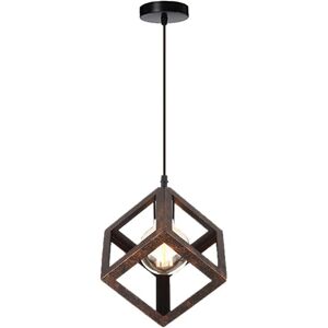 STOEX Modern Pendelleuchte e27 Metall Eisen Quadrat Hängend Pendelleuchte Schlafzimmer Wohnzimmer Hängelampe(Rostfarben) STOEX Modern Pendelleuchte e27 Metall Eisen Quadrat Hängend Pendelleuchte Schlafzimmer Wohnzimmer Hängelampe(Rostfarben)
