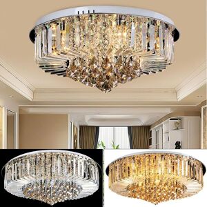 CNCEST Modern Flush Mount Kristallleuchter LED Kristall Regentropfen Kronleuchter Runde Chrom Deckenleuchten Pendelleuchte Kristallkronleuchter für CNCEST Modern Flush Mount Kristallleuchter LED Kristall Regentropfen Kronleuchter Runde Chrom Deckenleuchten Pendelleuchte Kristallkronleuchter für