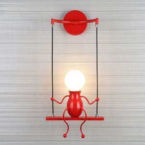 WOTTES Moderne Wandlampe Humanoid Kreative Wandleuchte Art Deco Flurlampe Rot für Kinder Zimmer WOTTES Moderne Wandlampe Humanoid Kreative Wandleuchte Art Deco Flurlampe Rot für Kinder Zimmer