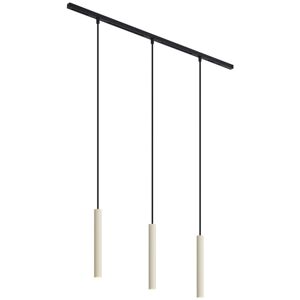 QAZQA Modernes Schienensystem mit 3 Hängelampen Beige mit Schwarz 1-phasig - Slimline Keno QAZQA Modernes Schienensystem mit 3 Hängelampen Beige mit Schwarz 1-phasig - Slimline Keno