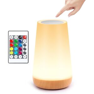TKAAKT Nachttischlampe, LED-Nachtlicht mit 13 wechselnden Farben, RGB-Touch-Nachtlampe mit Fernbedienung, Geschenk für Kinder/Erwachsene TKAAKT Nachttischlampe, LED-Nachtlicht mit 13 wechselnden Farben, RGB-Touch-Nachtlampe mit Fernbedienung, Geschenk für Kinder/Erwachsene