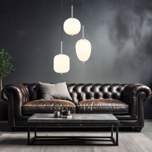 GLOBO LIGHTING Hängelampe led 3 flammig Esstischlampe Glas Pendelleuchte opal Wohnzimmerlampe, Metall nickel matt, 3x E14 led, DxH 46 x 120 cm GLOBO LIGHTING Hängelampe led 3 flammig Esstischlampe Glas Pendelleuchte opal Wohnzimmerlampe, Metall nickel matt, 3x E14 led, DxH 46 x 120 cm