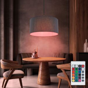 GLOBO LIGHTING Pendelleuchte dimmbar mit Fernbedienung led Hängelampe Esstischleuchte Hängeleuchte Textilschirm rund anthrazit, rgb Farbwechsel, Metall Stoff, 8,5W GLOBO LIGHTING Pendelleuchte dimmbar mit Fernbedienung led Hängelampe Esstischleuchte Hängeleuchte Textilschirm rund anthrazit, rgb Farbwechsel, Metall Stoff, 8,5W