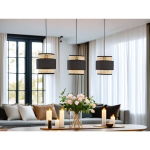 FISCHER & HONSEL Fischer&honsel - Pendelleuchte tape 3-flammig aus Rattan Lampenschirmen mit Stoff, Breite 74cm FISCHER & HONSEL Fischer&honsel - Pendelleuchte tape 3-flammig aus Rattan Lampenschirmen mit Stoff, Breite 74cm