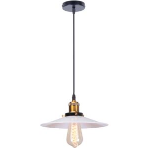 Axhup - Pendelleuchte, Vintage Hängelampe mit Lampenschirm, Metall Deckenleuchte E27 Fassung für Esszimmer Schlafzimmer Küche - Ø26cm, Weiß Axhup - Pendelleuchte, Vintage Hängelampe mit Lampenschirm, Metall Deckenleuchte E27 Fassung für Esszimmer Schlafzimmer Küche - Ø26cm, Weiß