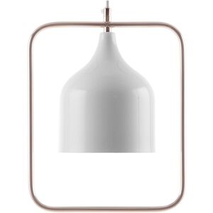 Beliani Deckenlampe Weiß Metall 121 cm Pendelleuchte Kupferrahmen Industrie Beliani Deckenlampe Weiß Metall 121 cm Pendelleuchte Kupferrahmen Industrie