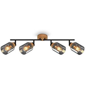BRILONER - HEMA - Spot - Holz & Rauchglas - 4x E27 Max 10W - Deckenleuchte BRILONER - HEMA - Spot - Holz & Rauchglas - 4x E27 Max 10W - Deckenleuchte