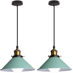 STOEX Retro Pendelleuchte, 22cm Hängelampe Vintage Industrial Style Metall Deckenleuchte E27 für Esszimmer Küche Restaurant Cafét Bars - 2er Grün STOEX Retro Pendelleuchte, 22cm Hängelampe Vintage Industrial Style Metall Deckenleuchte E27 für Esszimmer Küche Restaurant Cafét Bars - 2er Grün