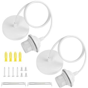TEHTUY Set aus 2 weißen E27-Fassungen, Pendelleuchte mit Klemmring, E27-Pendelleuchtenfassung mit 90 cm verstellbarem Kabel für die Wohnzimmer- oder TEHTUY Set aus 2 weißen E27-Fassungen, Pendelleuchte mit Klemmring, E27-Pendelleuchtenfassung mit 90 cm verstellbarem Kabel für die Wohnzimmer- oder
