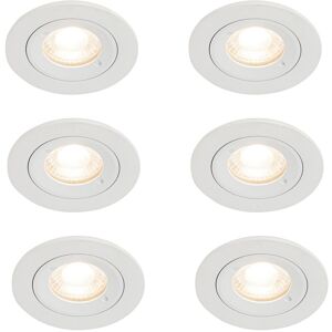 QAZQA Set mit 6 weißen runden Einbauleuchten GU10 50 mm IP44 - Xena QAZQA Set mit 6 weißen runden Einbauleuchten GU10 50 mm IP44 - Xena