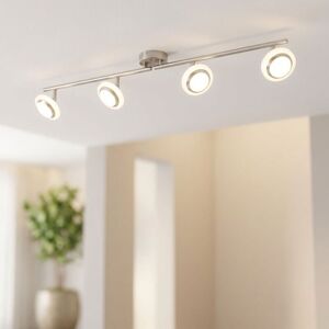 GLOBO LIGHTING Spotlampe verstellbar led Deckenlampe Deckenstrahler Wohnzimmerlampe, Spots beweglich, Metall nickel matt chrom, Kunststoff satiniert, 4x 4W 4x 280lm GLOBO LIGHTING Spotlampe verstellbar led Deckenlampe Deckenstrahler Wohnzimmerlampe, Spots beweglich, Metall nickel matt chrom, Kunststoff satiniert, 4x 4W 4x 280lm