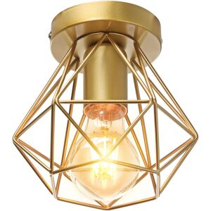 WOTTES Vintage Industrial Deckenleuchten Eisenkäfig Lampenschirm Pendelleuchte Gold Hängelampe Ø16cm WOTTES Vintage Industrial Deckenleuchten Eisenkäfig Lampenschirm Pendelleuchte Gold Hängelampe Ø16cm