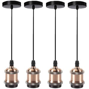STOEX Vintage Pendelleuchte aus Metall Hängelampe 1M Höhenverstellbar E27 60W für Küche Esstisch Wohnzimmer Bars Cafét - 4er Rotkupfer STOEX Vintage Pendelleuchte aus Metall Hängelampe 1M Höhenverstellbar E27 60W für Küche Esstisch Wohnzimmer Bars Cafét - 4er Rotkupfer