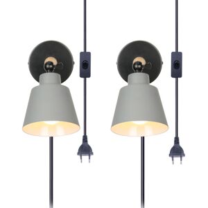 STOEX Wandlampe mit Schalter und Stecker, Modern aus Eisen Holz Wandleuchte Verstellbare für Wohnzimmer Schlafzimmer Flur Treppenhaus - 2Pcs Grau STOEX Wandlampe mit Schalter und Stecker, Modern aus Eisen Holz Wandleuchte Verstellbare für Wohnzimmer Schlafzimmer Flur Treppenhaus - 2Pcs Grau