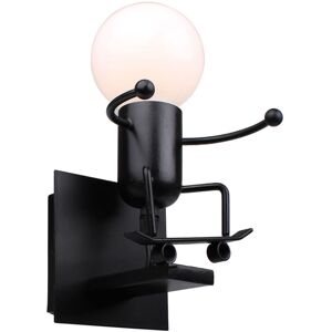 STOEX Wandleuchte Humanoid Kreative Modern Wandlampe Innen E27 Eisen für Bar, Schlafzimmer, Küche, Restaurant, Café, Flur - Schwarz STOEX Wandleuchte Humanoid Kreative Modern Wandlampe Innen E27 Eisen für Bar, Schlafzimmer, Küche, Restaurant, Café, Flur - Schwarz