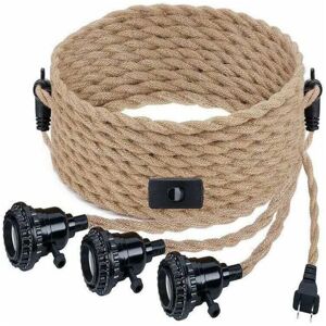 ZVD Suspension Luminaire avec Interrupteur et Prise Industrielle Vintage Lustre 3 Lumières E27 Suspension diy Corde de Chanvre Accessoires de Luminaires ZVD Suspension Luminaire avec Interrupteur et Prise Industrielle Vintage Lustre 3 Lumières E27 Suspension diy Corde de Chanvre Accessoires de Luminaires