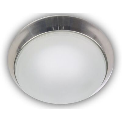 Niermann - Deckenleuchte, Glas Satiniert Mit Klarrand, Dekorring Nickel Matt, Ø 30cm Niermann - Deckenleuchte, Glas Satiniert Mit Klarrand, Dekorring Nickel Matt, Ø 30cm