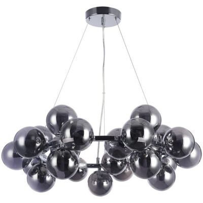 Cabella - Moderner Hängender Anhänger Chrom 25 Licht Mit Rauchigem Schatten, G9 - Italux Cabella - Moderner Hängender Anhänger Chrom 25 Licht Mit Rauchigem Schatten, G9 - Italux