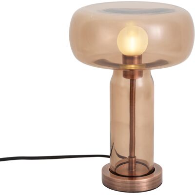 Qazqa Hotel Chic Tischleuchte Dunkelbronze Mit Braunem Glas - Qazqa Hotel Chic Tischleuchte Dunkelbronze Mit Braunem Glas -