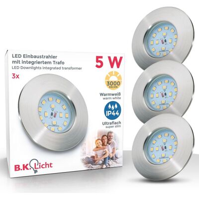 B.K.LICHT LED Einbauleuchte - IP44, ultra-flach, 5W, Silber B.K.LICHT LED Einbauleuchte - IP44, ultra-flach, 5W, Silber