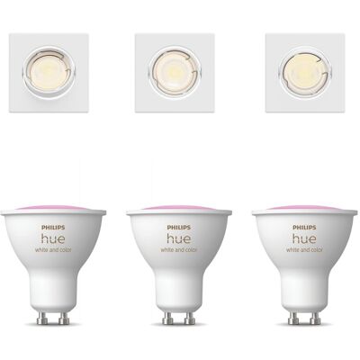 Philips Hue Peridot Set Mit 3 Nicht Schwenkbaren Einbaustrahler Gu10 (weiß) Weißes Und Farbiges Licht - White And Color Ambiance Philips Hue Peridot Set Mit 3 Nicht Schwenkbaren Einbaustrahler Gu10 (weiß) Weißes Und Farbiges Licht - White And Color Ambiance