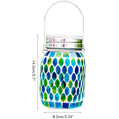 JUTE Mosaik-solarlampe, Einmachglaslampe, Hängelampe Für Den Außenbereich, Wasserdichter Glasstrahler, Hängelaterne, Nachtlicht, Dekorative Tischlampe, Blaue Solar-gartenlampe JUTE Mosaik-solarlampe, Einmachglaslampe, Hängelampe Für Den Außenbereich, Wasserdichter Glasstrahler, Hängelaterne, Nachtlicht, Dekorative Tischlampe, Blaue Solar-gartenlampe