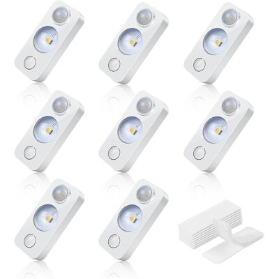 Ccykxaset Mit 8 Led-bewegungsmeldern, Kabellose Led-nachtlichter Zum Aufkleben Für Schränke, Schubladen, Regale, Unter Küchenschränken, Bei Tageslicht, Mit Kabel Ccykxaset Mit 8 Led-bewegungsmeldern, Kabellose Led-nachtlichter Zum Aufkleben Für Schränke, Schubladen, Regale, Unter Küchenschränken, Bei Tageslicht, Mit Kabel