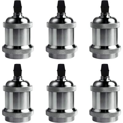 Stoex Vintage Lampenfassung Aluminium E27 Sockel Für Diy Wandleuchte Tisch Deckenleuchte (6 Stück Silber) Stoex Vintage Lampenfassung Aluminium E27 Sockel Für Diy Wandleuchte Tisch Deckenleuchte (6 Stück Silber)