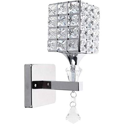 STOEX Led Wandleuchte Modern Wandlampe Kristall Quadrat Für Schlafzimmer, Gang, Wohnzimmer, Lampenfassung E14 Ohne Leuchtmittel - Silber STOEX Led Wandleuchte Modern Wandlampe Kristall Quadrat Für Schlafzimmer, Gang, Wohnzimmer, Lampenfassung E14 Ohne Leuchtmittel - Silber
