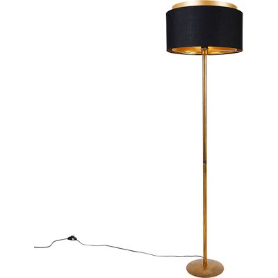 QAZQA Moderne Stehlampe Gold Mit Schirm Schwarz Mit Gold - Simplo QAZQA Moderne Stehlampe Gold Mit Schirm Schwarz Mit Gold - Simplo