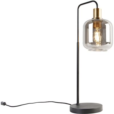 QAZQA Zuzanna Schwarze Gold Rauchglas Tischlampe - Modernes Design QAZQA Zuzanna Schwarze Gold Rauchglas Tischlampe - Modernes Design