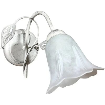 E-ENERGY Wandapplique Teresa 1 Licht E14 In Weiß/silber Mit Weißem Spiegeldiffusor E-ENERGY Wandapplique Teresa 1 Licht E14 In Weiß/silber Mit Weißem Spiegeldiffusor