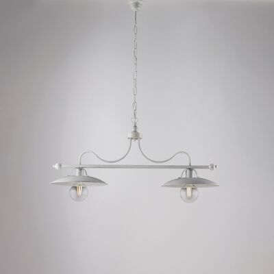 BONETTI ILLUMINA Keller – Kronleuchter Aus Weiß Lackiertem Eisen Mit Antikem Silberdekor, 2 Lichter, L. 87 X 30 – Bl234-2-ba BONETTI ILLUMINA Keller – Kronleuchter Aus Weiß Lackiertem Eisen Mit Antikem Silberdekor, 2 Lichter, L. 87 X 30 – Bl234-2-ba