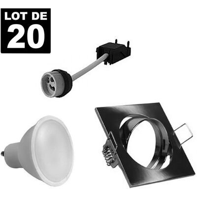 Europalamp - 20 Einbaustrahlers 7w Neutralweiß Quadratisch Einbaubar Schwenkbar Alu Gebürstet Gu10 Led 4500k Europalamp - 20 Einbaustrahlers 7w Neutralweiß Quadratisch Einbaubar Schwenkbar Alu Gebürstet Gu10 Led 4500k