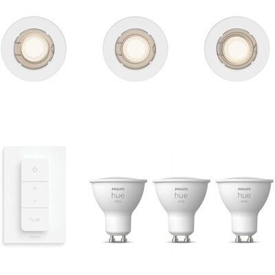 Philips Hue Peridot Set Mit 3 Nicht Schwenkbaren Einbaustrahler Gu10 (weiß) Warmweißes Licht - Inkl. Dimmschalter - White Philips Hue Peridot Set Mit 3 Nicht Schwenkbaren Einbaustrahler Gu10 (weiß) Warmweißes Licht - Inkl. Dimmschalter - White