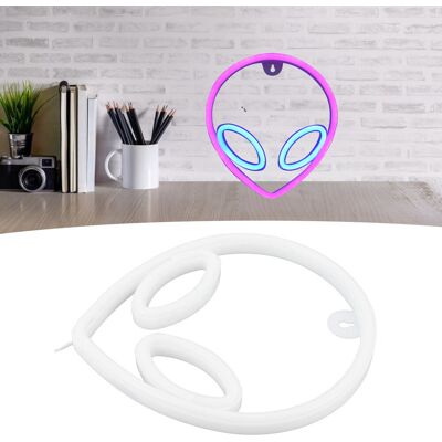 JUTE Led-neon-tischlampe Für Schlafzimmer, Bar, Partydekoration, Nachtlicht, Betrieb Über Usb Oder Batterien, Rosafarbenes Äußeres Im Alien-stil Und Blaues Inneres. JUTE Led-neon-tischlampe Für Schlafzimmer, Bar, Partydekoration, Nachtlicht, Betrieb Über Usb Oder Batterien, Rosafarbenes Äußeres Im Alien-stil Und Blaues Inneres.