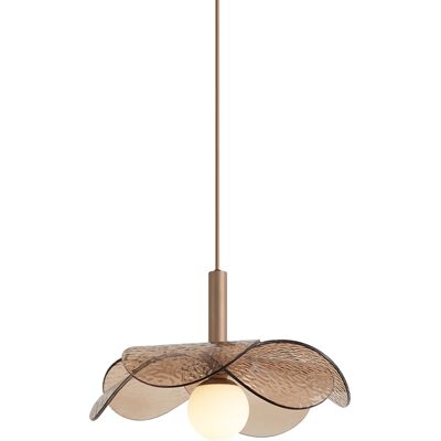 Qazqa Design-pendelleuchte Dunkelbronze Mit Amberglas - Kemner Qazqa Design-pendelleuchte Dunkelbronze Mit Amberglas - Kemner