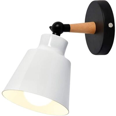 AXHUP Wandleuchte Holz, Moderne Wandlampe Innen Mit Metall Lampenschirm, Wandstrahler Art Licht Decor Für Wohnzimmer Schlafzimmer (weiß) AXHUP Wandleuchte Holz, Moderne Wandlampe Innen Mit Metall Lampenschirm, Wandstrahler Art Licht Decor Für Wohnzimmer Schlafzimmer (weiß)