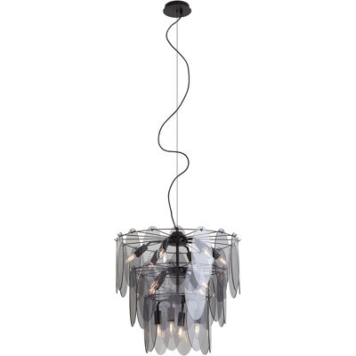 Qazqa Art Deco Pendelleuchte Schwarz Mit Rauchglas Oval Qazqa Art Deco Pendelleuchte Schwarz Mit Rauchglas Oval