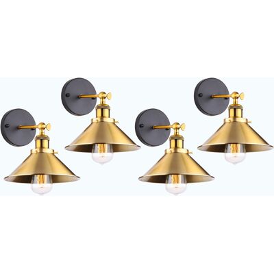 AXHUP 4er Wandleuchte, Vintage Industrielle Wandlampe Aus Metall Mit Ø22cm Lampenschirm Für Schlafzimmer Wohnzimmer Esszimmer (gold) AXHUP 4er Wandleuchte, Vintage Industrielle Wandlampe Aus Metall Mit Ø22cm Lampenschirm Für Schlafzimmer Wohnzimmer Esszimmer (gold)