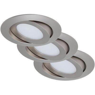 BRILONER - 3er-Set LED-Einbauleuchte - Durchmesser 10,6 cm - 4,8 W - Nickel matt - LED-Einbauleuchte BRILONER - 3er-Set LED-Einbauleuchte - Durchmesser 10,6 cm - 4,8 W - Nickel matt - LED-Einbauleuchte