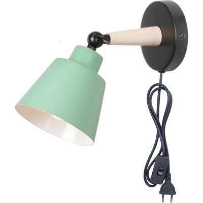 Stoex Wandleuchte Aus Eisen Holz Wandlampe Mit Schalter Und Stecker Vintage Verstellbare E27 Für Wohnzimmer Schlafzimmer Flur Treppenhaus - Grün Stoex Wandleuchte Aus Eisen Holz Wandlampe Mit Schalter Und Stecker Vintage Verstellbare E27 Für Wohnzimmer Schlafzimmer Flur Treppenhaus - Grün