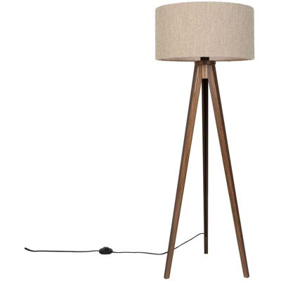 Qazqa Moderne Vloerlamp Walnoot Hout Met Beige Bouclé Kap 50cm - Qazqa Moderne Vloerlamp Walnoot Hout Met Beige Bouclé Kap 50cm -