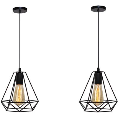 WOTTES Pendelleuchte Retro Hängelampe Diamant Käfigs Kronleuchter Für Wohnzimmer Schlafzimmer 2 Stücke WOTTES Pendelleuchte Retro Hängelampe Diamant Käfigs Kronleuchter Für Wohnzimmer Schlafzimmer 2 Stücke