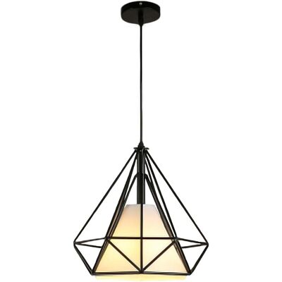 Stoex Retro Pendelleuchte 25cm E27 Diamant Käfig Eisen Hängende Deckenleuchte Für Flur Küche Schlafzimmer Wohnzimmer Cafét (schwarz) Stoex Retro Pendelleuchte 25cm E27 Diamant Käfig Eisen Hängende Deckenleuchte Für Flur Küche Schlafzimmer Wohnzimmer Cafét (schwarz)