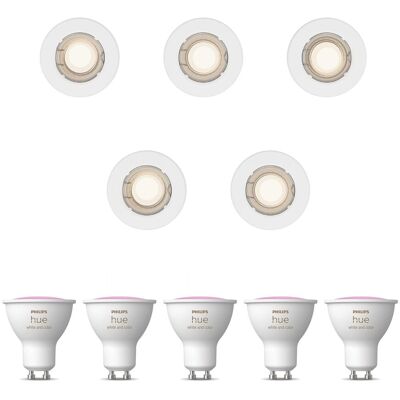 Philips Hue Peridot Set Mit 5 Nicht Schwenkbaren Einbaustrahler Gu10 (weiß) Weißes Und Farbiges Licht - White And Color Ambiance Philips Hue Peridot Set Mit 5 Nicht Schwenkbaren Einbaustrahler Gu10 (weiß) Weißes Und Farbiges Licht - White And Color Ambiance