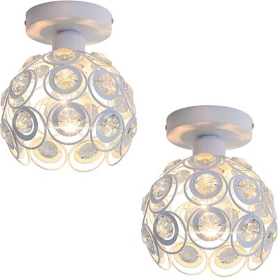WOTTES 2 Stücke Deckenlampe Kristall Lampenschirm Modernr Stil E27 Deckenleuchte Für Schlafzimmer Bar Café Weiß WOTTES 2 Stücke Deckenlampe Kristall Lampenschirm Modernr Stil E27 Deckenleuchte Für Schlafzimmer Bar Café Weiß