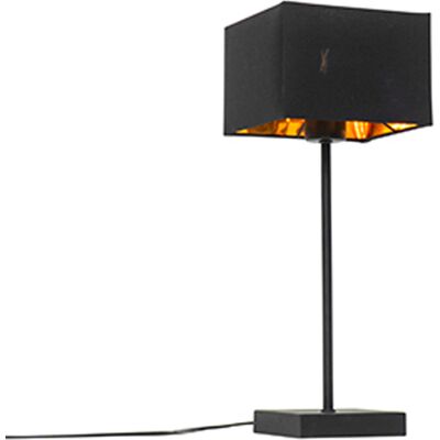 QAZQA Schwarze Stoff & Stahl Tischlampe - Modern - 17x17x44 cm - E27 max 60W QAZQA Schwarze Stoff & Stahl Tischlampe - Modern - 17x17x44 cm - E27 max 60W
